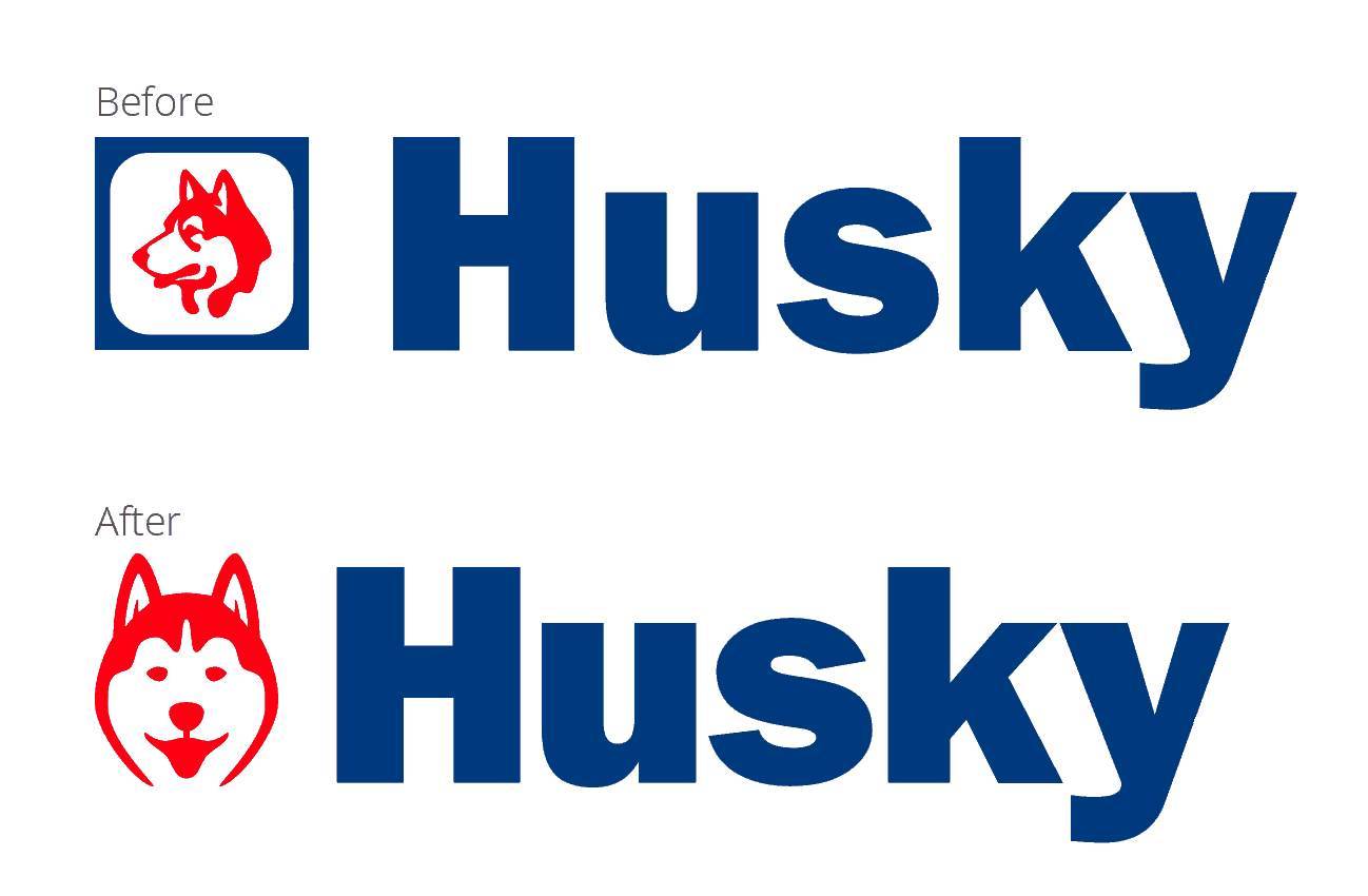 husky rebrand before after