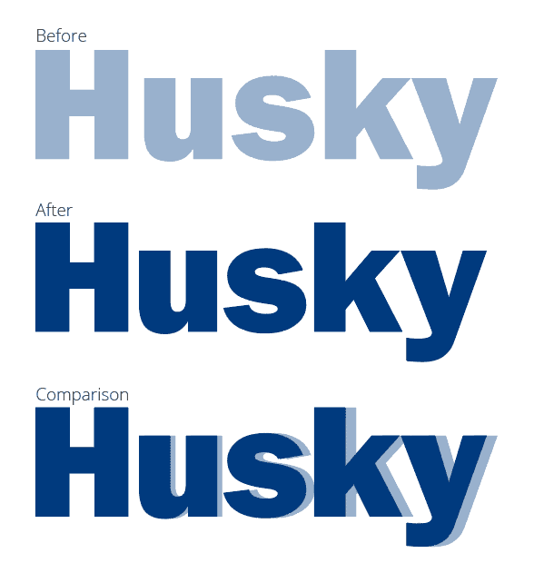 husky wordmark adjust before after